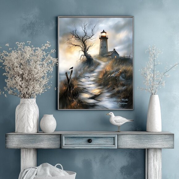 Matted 8x10 print 11x14 frame size Direct from Artist After The Storm Lighthouse - Picture 1 of 2